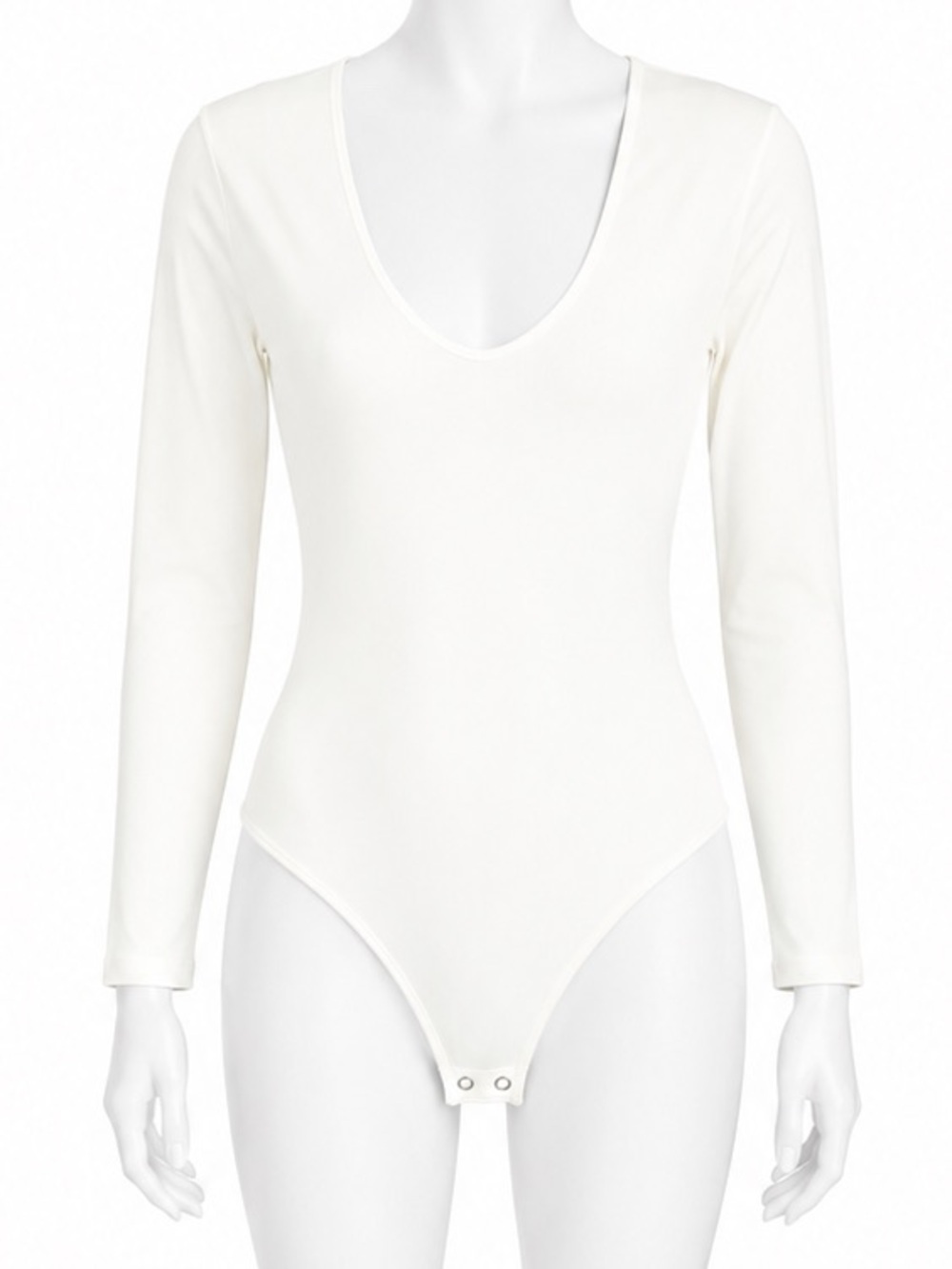 Abercrombie and Fitch White Long Sleeve Scoop Neck Bodysuit size medium